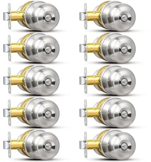 Privacy Door Knob, 10 Pack Brushed Nickel Round Keyless Doorknobs Interior/Exterior Lockset, Privacy Locking Door Knobs for Bedroom/Bathroom, Modern Design Door Hardware Privacy Door Knob, 10 Pack Brushed Nickel Round Keyless Doorknobs Interior/Exterior Lockset, Privacy Locking Door Knobs for Bedroom/Bathroom, Modern Design Door Hardware