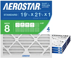 Air Filter 19.875x21.5x1 MERV 8 AC Filter, Furnace Filter, 4 Pack ACTUAL SIZE (19.875 x 21.50 x 0.75) AC Filter, HVAC, Furnace Filter Captures Dust, Lint & Pollen MERV 8 (MPR 600 / FPR 5) Air Filter 19.875x21.5x1 MERV 8 AC Filter, Furnace Filter, 4 Pack ACTUAL SIZE (19.875 x 21.50 x 0.75) AC Filter, HVAC, Furnace Filter Captures Dust, Lint & Pollen MERV 8 (MPR 600 / FPR 5)