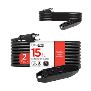 15 Ft 3 Outlet Indoor Extension Cord with Multiple Outlets 2 Pack Grounded Extension Cord Heavy Duty 16 Gauge ETL Listed Black 50791 15 Ft 3 Outlet Indoor Extension Cord with Multiple Outlets 2 Pack Grounded Extension Cord Heavy Duty 16 Gauge ETL Listed Black 50791
