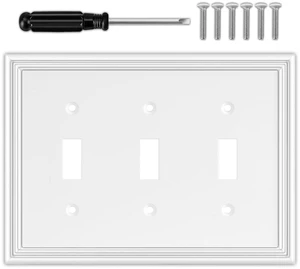 White Decorative 3 Switch Light Switch Cover Plate Natural Material Triple Toggle Switch Plate Covers - Modern Style 3 Gang Wall Plates White Decorative 3 Switch Light Switch Cover Plate Natural Material Triple Toggle Switch Plate Covers - Modern Style 3 Gang Wall Plates
