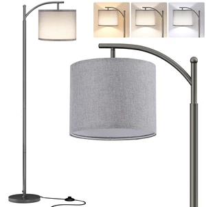 Arc Floor Lamp, Modern Floor Lamp with 9W 3 Color Temperatures Bulb Metal Standing Lamps with Adjustable Hanging Lampshade, Tall Floor Lamps for Living Room, Bedroom, Office, Gray Arc Floor Lamp, Modern Floor Lamp with 9W 3 Color Temperatures Bulb Metal Standing Lamps with Adjustable Hanging Lampshade, Tall Floor Lamps for Living Room, Bedroom, Office, Gray