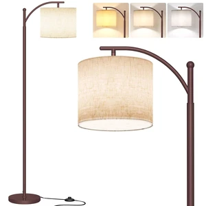 Arc Floor Lamp, Modern Floor Lamp with 9W 3 Color Temperatures Bulb Metal Standing Lamps with Adjustable Hanging Lampshade, Tall Floor Lamps for Living Room, Bedroom, Office, Brown Arc Floor Lamp, Modern Floor Lamp with 9W 3 Color Temperatures Bulb Metal Standing Lamps with Adjustable Hanging Lampshade, Tall Floor Lamps for Living Room, Bedroom, Office, Brown
