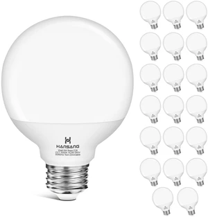 20 Pack Bathroom Light Bulbs 60W Equivalent 5000K Daylight E26 Globe Bulbs G25 LED Vanity Light Bulbs Over Mirror, CRI85+ Eye-Friendly, Round Bulb for Makeup Mirror, 120V, 5W, 500LM, Non-Dimmable 20 Pack Bathroom Light Bulbs 60W Equivalent 5000K Daylight E26 Globe Bulbs G25 LED Vanity Light Bulbs Over Mirror, CRI85+ Eye-Friendly, Round Bulb for Makeup Mirror, 120V, 5W, 500LM, Non-Dimmable