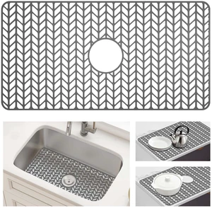Silicone Sink Protectors for Kitchen Sink, 30" x 16" Center Drain Hole Silicone Sink Protectors for Kitchen Sink, 30" x 16" Center Drain Hole