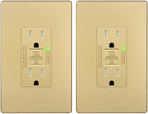 GFCI Outlet 15Amp, GFCI Receptacle, ETL Listed, Matte Gold, 2-Pack Tamper-Resistant, Ground Fault Protection, Self-Test, LED Indicator, No-False-Trip Performance, Screwless Wall Plate, Anti-In GFCI Outlet 15Amp, GFCI Receptacle, ETL Listed, Matte Gold, 2-Pack Tamper-Resistant, Ground Fault Protection, Self-Test, LED Indicator, No-False-Trip Performance, Screwless Wall Plate, Anti-In