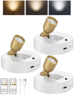 3-Pack Spotlight Indoor, Rechargeable Battery Picture Lights, Wireless Uplights with Remote, Dimmable, 3 Color Temperatures, Timer, Accent Lighting for Plants, Trees, Art, Displays 3-Pack Spotlight Indoor, Rechargeable Battery Picture Lights, Wireless Uplights with Remote, Dimmable, 3 Color Temperatures, Timer, Accent Lighting for Plants, Trees, Art, Displays