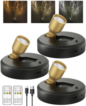 3-Pack Spotlight Indoor, Rechargeable Battery Picture Lights, Wireless Uplights with Remote, Dimmable, 3 Color Temperatures, Timer, Accent Lighting for Plants, Trees, Art, Displays 3-Pack Spotlight Indoor, Rechargeable Battery Picture Lights, Wireless Uplights with Remote, Dimmable, 3 Color Temperatures, Timer, Accent Lighting for Plants, Trees, Art, Displays