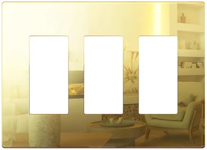 Triple Decorator Wall Plate, Mid-Size 3-Gang, Mirror Glass Gold Screwless Light Switch/Outlet Cover, Impact Resistant, Reflective, Plexiglass, Tough And Heat Resistant, Easy Installation Triple Decorator Wall Plate, Mid-Size 3-Gang, Mirror Glass Gold Screwless Light Switch/Outlet Cover, Impact Resistant, Reflective, Plexiglass, Tough And Heat Resistant, Easy Installation