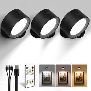 LED Wall Mounted Lights, Rechargeable Wall Sconces, 3 Color Temps, Remote & Touch, 360° Rotating and Dimmable for Bedroom, Bedside & Reading (Black, 3 Pack) LED Wall Mounted Lights, Rechargeable Wall Sconces, 3 Color Temps, Remote & Touch, 360° Rotating and Dimmable for Bedroom, Bedside & Reading (Black, 3 Pack)