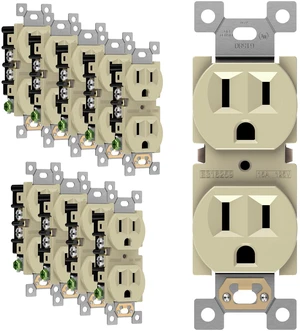 Duplex Receptacle Outlet, Residential Grade Electrical Wall Outlets, 15A 125V, Self-Grounding, 3-Wire, 2-Pole, UL Listed, 61580-I-10PCS, Ivory (10 Pack) Duplex Receptacle Outlet, Residential Grade Electrical Wall Outlets, 15A 125V, Self-Grounding, 3-Wire, 2-Pole, UL Listed, 61580-I-10PCS, Ivory (10 Pack)