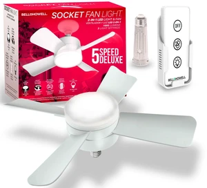 Socket Breeze Light 5-Speed Deluxe LED Ceiling Fans with Lights and Remote Control For Bedroom, Kitchen, Living Room,1000 Lumens / 5000 Kelvins As Seen On TV Socket Breeze Light 5-Speed Deluxe LED Ceiling Fans with Lights and Remote Control For Bedroom, Kitchen, Living Room,1000 Lumens / 5000 Kelvins As Seen On TV