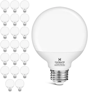 20 Pack LED Vanity Barthroom Light Bulbs 60W Equivalent 4000K Natural White G25 LED Light Bulbs, E26 Base, CRI85+ Eye-Friendly, Type G Round Light Bulb Over Mirror, 120V, 5W, 500LM, Non-Dimmable 20 Pack LED Vanity Barthroom Light Bulbs 60W Equivalent 4000K Natural White G25 LED Light Bulbs, E26 Base, CRI85+ Eye-Friendly, Type G Round Light Bulb Over Mirror, 120V, 5W, 500LM, Non-Dimmable
