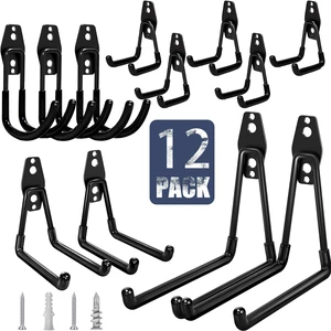 Garage Hooks Heavy Duty 12 Pack Anti-Slip Wall Storage Hooks Wall Hooks Heavy Duty for Hanging Bike, Ladder, Garden Tools,Broom,Hose,Anti-Slip Coating Garage Wall Organization Garage Hooks Heavy Duty 12 Pack Anti-Slip Wall Storage Hooks Wall Hooks Heavy Duty for Hanging Bike, Ladder, Garden Tools,Broom,Hose,Anti-Slip Coating Garage Wall Organization