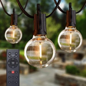Outdoor String Lights with Remote, 2 Packs Each 38Ft 15 LED Patio Lights Outdoor Waterproof, String Lights for Outside, Dimmable Hanging Lights for Porch Balcony Bistro Cafe Outdoor String Lights with Remote, 2 Packs Each 38Ft 15 LED Patio Lights Outdoor Waterproof, String Lights for Outside, Dimmable Hanging Lights for Porch Balcony Bistro Cafe