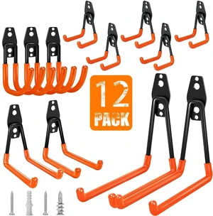 Heavy Duty Wall Mount Steel 12 Pack Orange Garage Storage Hooks Wall Hooks Heavy Duty for Hanging Bike, Ladder, Garden Tools,Broom,HoseAnti-Slip Coating Garage Wall Organization Heavy Duty Wall Mount Steel 12 Pack Orange Garage Storage Hooks Wall Hooks Heavy Duty for Hanging Bike, Ladder, Garden Tools,Broom,HoseAnti-Slip Coating Garage Wall Organization