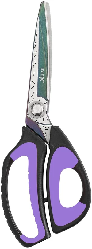 10" Heavy Duty Multipurpose Shears for Shop & Garden (Black/Purple) Forged Stainless Steel With Titanium Coating Cuts Fabric, Cardboard, Pruning Branches, Household Materials, Rust-resistant 10" Heavy Duty Multipurpose Shears for Shop & Garden (Black/Purple) Forged Stainless Steel With Titanium Coating Cuts Fabric, Cardboard, Pruning Branches, Household Materials, Rust-resistant