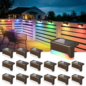 Solar Deck Lights Outdoor,Fence Lights Waterproof,16 Pack RGB LED Step Light for Outside, Patio, Stair, Garden, Yard, Railing, Front Porch, Balcony Decor Solar Deck Lights Outdoor,Fence Lights Waterproof,16 Pack RGB LED Step Light for Outside, Patio, Stair, Garden, Yard, Railing, Front Porch, Balcony Decor