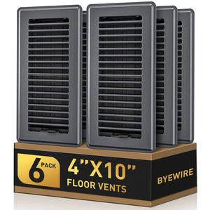 4x10 Floor Register, 6 Pack Gray Floor Vent Covers for Home Floor Sidewall Heavy Duty Steel Walkable Floor Vents, Quiet & Adjustable Air Vent Covers, Rust Proof Finish 4" x 10'' Floor Grates 4x10 Floor Register, 6 Pack Gray Floor Vent Covers for Home Floor Sidewall Heavy Duty Steel Walkable Floor Vents, Quiet & Adjustable Air Vent Covers, Rust Proof Finish 4" x 10'' Floor Grates
