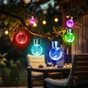Solar Hanging Lights Outside Solar Christmas Decoration Light 16Pc Color Changing, Waterproof, Solar Powered, Christmas Decorations, Tree Ornaments, Decorative Crackle Glass, Garden Decor Solar Hanging Lights Outside Solar Christmas Decoration Light 16Pc Color Changing, Waterproof, Solar Powered, Christmas Decorations, Tree Ornaments, Decorative Crackle Glass, Garden Decor