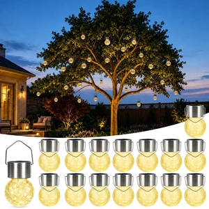 Solar Lights Outdoor Hanging Lantern Garden Decor for Outside 16Pc Warm White, Waterproof, Solar Powered, Decorative, Crackle Glass, Christmas Decoration, Garden&Tree Decor, Gifts for Women Solar Lights Outdoor Hanging Lantern Garden Decor for Outside 16Pc Warm White, Waterproof, Solar Powered, Decorative, Crackle Glass, Christmas Decoration, Garden&Tree Decor, Gifts for Women