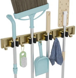 Broom Holder Wall Mount Mop Hanger Tools organizer 4Racks 5Hooks Adjustable Mop Broom Wall Hanging Heavy duty Tools Storage Rack Space-saving for Garage,Kitchen,Laundry Room,Garden, Bronze Broom Holder Wall Mount Mop Hanger Tools organizer 4Racks 5Hooks Adjustable Mop Broom Wall Hanging Heavy duty Tools Storage Rack Space-saving for Garage,Kitchen,Laundry Room,Garden, Bronze