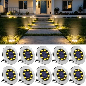 4.6inch Solar Ground Lights, Garden Solar Outdoor Waterproof Pathway Bright In-Ground Landscape Lights for Patio, Lawn, Yard, Driveway, Step and Walkway(Warm Light 10Packs) 4.6inch Solar Ground Lights, Garden Solar Outdoor Waterproof Pathway Bright In-Ground Landscape Lights for Patio, Lawn, Yard, Driveway, Step and Walkway(Warm Light 10Packs)