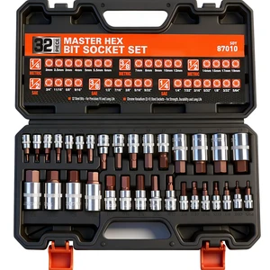 High Torque Master Hex Bit Socket Set, 32-Piece SAE & Metric Allen Socket Set, Premium S2 Alloy Steel, Durable Storage Case, 1/4", 3/8", 1/2" Drive, for Automotive & Mechanical Work High Torque Master Hex Bit Socket Set, 32-Piece SAE & Metric Allen Socket Set, Premium S2 Alloy Steel, Durable Storage Case, 1/4", 3/8", 1/2" Drive, for Automotive & Mechanical Work
