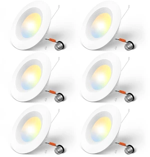 6 Pack 5/6 inch 5CCT LED Recessed Lighting, Retrofit Can Light, White Dimmable, 12.5W=100W, 950LM, 2700K/3000K/4000K/5000K/6000K Selectable, Baffle Trim, Easy Install, IC & Damp Rated, ETL & FCC 6 Pack 5/6 inch 5CCT LED Recessed Lighting, Retrofit Can Light, White Dimmable, 12.5W=100W, 950LM, 2700K/3000K/4000K/5000K/6000K Selectable, Baffle Trim, Easy Install, IC & Damp Rated, ETL & FCC