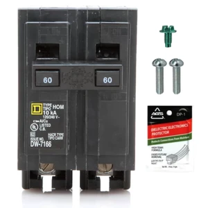 Genuine Square D HOM260 60 Amp Double Pole Circuit Breaker Kit Plug-On Replacement for Homeline Load Center Panel Box, UL Listed, 60A, 120/240V, 10kAIC, 60Amp, 2 Pole HOM Breaker, 1 Pack Genuine Square D HOM260 60 Amp Double Pole Circuit Breaker Kit Plug-On Replacement for Homeline Load Center Panel Box, UL Listed, 60A, 120/240V, 10kAIC, 60Amp, 2 Pole HOM Breaker, 1 Pack