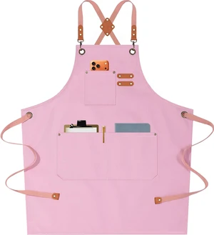 Chef Aprons for Men Women with Oversized Pockets, 16-Ounce Cotton Canvas Cross Back Heavy Duty Work Apron (Light Pink) Chef Aprons for Men Women with Oversized Pockets, 16-Ounce Cotton Canvas Cross Back Heavy Duty Work Apron (Light Pink)