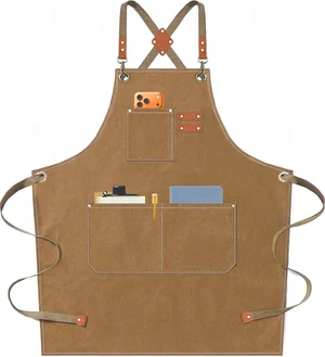 Chef Aprons for Men Women with Oversized Pockets, 16-Ounce Cotton Canvas Cross Back Heavy Duty Work Apron (Brown) Chef Aprons for Men Women with Oversized Pockets, 16-Ounce Cotton Canvas Cross Back Heavy Duty Work Apron (Brown)