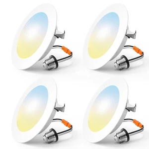 4 Pack Retrofit LED Recessed Lighting 4 Inch, 5CCT, White 2700K/3000K/4000K/5000K/6000K Selectable, Dimmable Flat Can Lights, 700LM Brightness, 7W=60W, IC & Damp Rated, ETL & FCC 4 Pack Retrofit LED Recessed Lighting 4 Inch, 5CCT, White 2700K/3000K/4000K/5000K/6000K Selectable, Dimmable Flat Can Lights, 700LM Brightness, 7W=60W, IC & Damp Rated, ETL & FCC