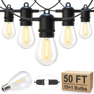 Outdoor String Lights, 50FT 15 Bulbs Shatterproof Patio Lights IP65 Waterproof Dimmable Hanging Connectable LED Outdoor Lights for Backyard, Bistro, Porch, Deck, Balcony Outdoor String Lights, 50FT 15 Bulbs Shatterproof Patio Lights IP65 Waterproof Dimmable Hanging Connectable LED Outdoor Lights for Backyard, Bistro, Porch, Deck, Balcony