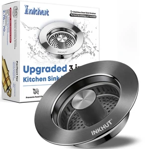 Upgraded 3 in 1 Kitchen Sink Drain Strainer (Dark Grey) Stainless Steel Sink Stopper, Anti-Clogging Food Catcher Basket, Bounce Core Drain Strainer Plug for 3 1/2 inch Drain Upgraded 3 in 1 Kitchen Sink Drain Strainer (Dark Grey) Stainless Steel Sink Stopper, Anti-Clogging Food Catcher Basket, Bounce Core Drain Strainer Plug for 3 1/2 inch Drain