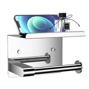 Chrome Toilet Paper Holder Wall Mount, Self Adhesive or Screw-in Adhesive or Screw-in, Waterproof and Rustproof Stainless Steel, Wall Mount Design, Modern Stylish Design, for Bathroom, RV Chrome Toilet Paper Holder Wall Mount, Self Adhesive or Screw-in Adhesive or Screw-in, Waterproof and Rustproof Stainless Steel, Wall Mount Design, Modern Stylish Design, for Bathroom, RV