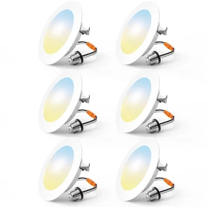 6 Pack Retrofit LED Recessed Lighting 4 Inch, 5CCT, White 2700K/3000K/4000K/5000K/6000K Selectable, Dimmable Flat Can Lights, 700LM Brightness, 7W, IC & Damp Rated, ETL & FCC 6 Pack Retrofit LED Recessed Lighting 4 Inch, 5CCT, White 2700K/3000K/4000K/5000K/6000K Selectable, Dimmable Flat Can Lights, 700LM Brightness, 7W, IC & Damp Rated, ETL & FCC