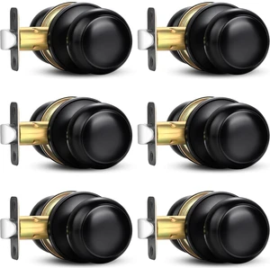 6 Pack Passage Door Knobs, Black Round Keyless Doorknobs Interior Lockset Non-Locking Indoor Door Knobs for Bedroom Bathroom Hallway Closet, Matte Black Modern Design Door Hardware 6 Pack Passage Door Knobs, Black Round Keyless Doorknobs Interior Lockset Non-Locking Indoor Door Knobs for Bedroom Bathroom Hallway Closet, Matte Black Modern Design Door Hardware