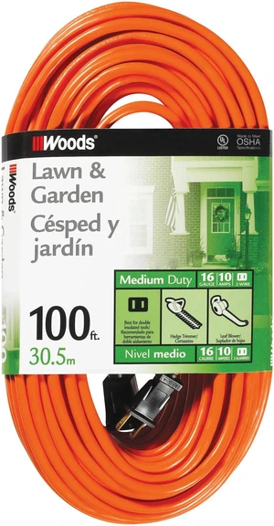 Southwire 100ft Outdoor Extension Cord Bright Orange, 16/2 Two-Prong Durable SJTW Jacket for Landscaping & Light-Duty Power Molded Plug Southwire 100ft Outdoor Extension Cord Bright Orange, 16/2 Two-Prong Durable SJTW Jacket for Landscaping & Light-Duty Power Molded Plug