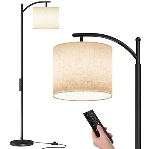 Arc Floor Lamp, Modern Floor Lamp with Remote Control and 9W Bulb Stepless Dimmable Metal Standing Lamps with Hanging Lampshade for Living Room, Bedroom, Office Arc Floor Lamp, Modern Floor Lamp with Remote Control and 9W Bulb Stepless Dimmable Metal Standing Lamps with Hanging Lampshade for Living Room, Bedroom, Office