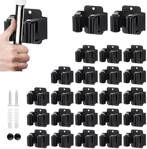 24PCS Broom and Mop Holder, Heavy Duty Garden Tool Organizer Rack Rake and Shovel Handle, Stainless Steel Mop Hanger. Wall Mounted with Screws.Matte Black 24PCS Broom and Mop Holder, Heavy Duty Garden Tool Organizer Rack Rake and Shovel Handle, Stainless Steel Mop Hanger. Wall Mounted with Screws.Matte Black