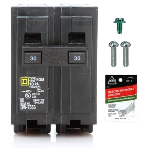 Genuine Square D HOM230 30 Amp Double Pole Circuit Breaker Kit UL Listed, Plug-On Replacement for Homeline Load Center Panel Box, 30A, 120/240V, 10kAIC, 30Amp, 2 Pole HOM Series, 1 Pack Genuine Square D HOM230 30 Amp Double Pole Circuit Breaker Kit UL Listed, Plug-On Replacement for Homeline Load Center Panel Box, 30A, 120/240V, 10kAIC, 30Amp, 2 Pole HOM Series, 1 Pack