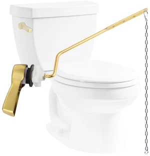 Universal Metal Side Mount Toilet Handle Kit, Brushed Gold Solid Brass Toilet Flush Tank Lever with Stainless Steel Adjustable Flapper Chains, Side Tank Toilet Handle for Most Toilets Universal Metal Side Mount Toilet Handle Kit, Brushed Gold Solid Brass Toilet Flush Tank Lever with Stainless Steel Adjustable Flapper Chains, Side Tank Toilet Handle for Most Toilets