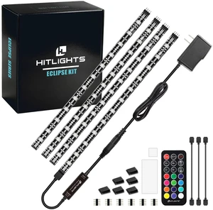 Waterproof LED Strip Lights Kit, RGB Color Changing Pre-Cut 4FT UL Listed with RF Remote 12V Power Supply Connectors, Dimmable 12 Colors 19 Dynamic Modes for Cabinet Shelf Display Backlight Waterproof LED Strip Lights Kit, RGB Color Changing Pre-Cut 4FT UL Listed with RF Remote 12V Power Supply Connectors, Dimmable 12 Colors 19 Dynamic Modes for Cabinet Shelf Display Backlight
