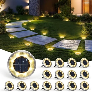 16 Pack Solar Ground Lights Outdoor, Backyard Decor Warm White IP65 Waterproof Stainless Steel Landscape Lighting for Walkway, Driveway, Pathway, Garden, Patio 16 Pack Solar Ground Lights Outdoor, Backyard Decor Warm White IP65 Waterproof Stainless Steel Landscape Lighting for Walkway, Driveway, Pathway, Garden, Patio