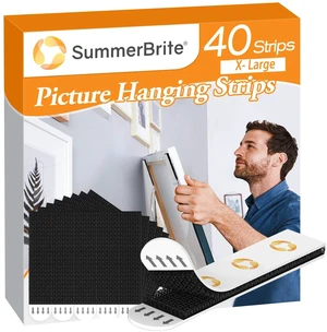 Damage Free Picture Hanging Strips, 20 Pairs, XL, Black Nail-free wall hangers, strong adhesive backing, damage-free removal, suited for dark photo frames & wall art Damage Free Picture Hanging Strips, 20 Pairs, XL, Black Nail-free wall hangers, strong adhesive backing, damage-free removal, suited for dark photo frames & wall art