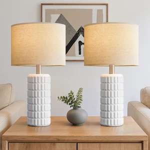 23" Ceramic Table Lamps Set of 2, Lamps for Bedroom, Light White Lamp for Living Room, Bedroom, Bedside, Night Stands, End Table, Desk, Farmhouse Home Decor 23" Ceramic Table Lamps Set of 2, Lamps for Bedroom, Light White Lamp for Living Room, Bedroom, Bedside, Night Stands, End Table, Desk, Farmhouse Home Decor