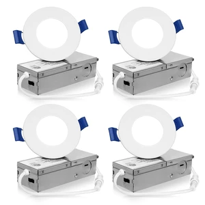 4 Pack 3 Inch 5CCT LED Recessed Lighting, Canless Wafer Downlight White, 2700K-5000K Selectable, Ultra-thin Dimmable Ceiling Lights, Metal Housing, 500LM 6W 120V, IC & Damp Rated, ETL & FCC 4 Pack 3 Inch 5CCT LED Recessed Lighting, Canless Wafer Downlight White, 2700K-5000K Selectable, Ultra-thin Dimmable Ceiling Lights, Metal Housing, 500LM 6W 120V, IC & Damp Rated, ETL & FCC