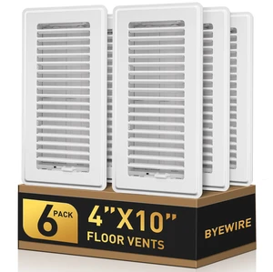 4x10 Floor Register, 6 Pack White Vent Covers for Home Floor, Sidewall Heavy Duty Steel Walkable Floor Vents, Quiet & Adjustable Air Vent Covers, Rust Proof Finish 4" x 10'' Floor Grates 4x10 Floor Register, 6 Pack White Vent Covers for Home Floor, Sidewall Heavy Duty Steel Walkable Floor Vents, Quiet & Adjustable Air Vent Covers, Rust Proof Finish 4" x 10'' Floor Grates