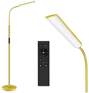 LED Floor Lamp, Stepless Adjustable 3000K-6000K Colors, Golden Bright 15W Floor Lamps for Living Room with 1H Timer, Reading Standing Lamp with Remote & Touch Control, Home Office LED Floor Lamp, Stepless Adjustable 3000K-6000K Colors, Golden Bright 15W Floor Lamps for Living Room with 1H Timer, Reading Standing Lamp with Remote & Touch Control, Home Office