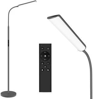 LED Floor Lamp, Stepless Adjustable 3000K-6000K Colors, Grey Bright 15W Floor Lamps for Living Room with 1H Timer, Reading Standing Lamp with Remote & Touch Control, Home Office LED Floor Lamp, Stepless Adjustable 3000K-6000K Colors, Grey Bright 15W Floor Lamps for Living Room with 1H Timer, Reading Standing Lamp with Remote & Touch Control, Home Office
